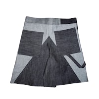 an image of a black and grey denim skirt