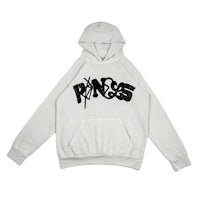 a white hoodie with graffiti on it