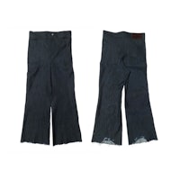 a pair of jeans with frayed edges