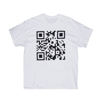 a white t - shirt with a qr code on it